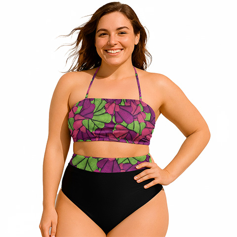Biquíni Top Retinho Plus Size Hot Pant Cintura Alta Com Forro e Bojo