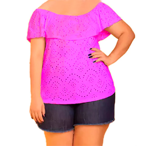 Blusa Ciganinha Plus Size Malha Lasie