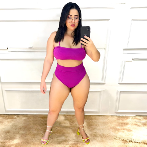 Biquíni Top Faixa Cintura Alta Com Forro e Bojo Plus Size